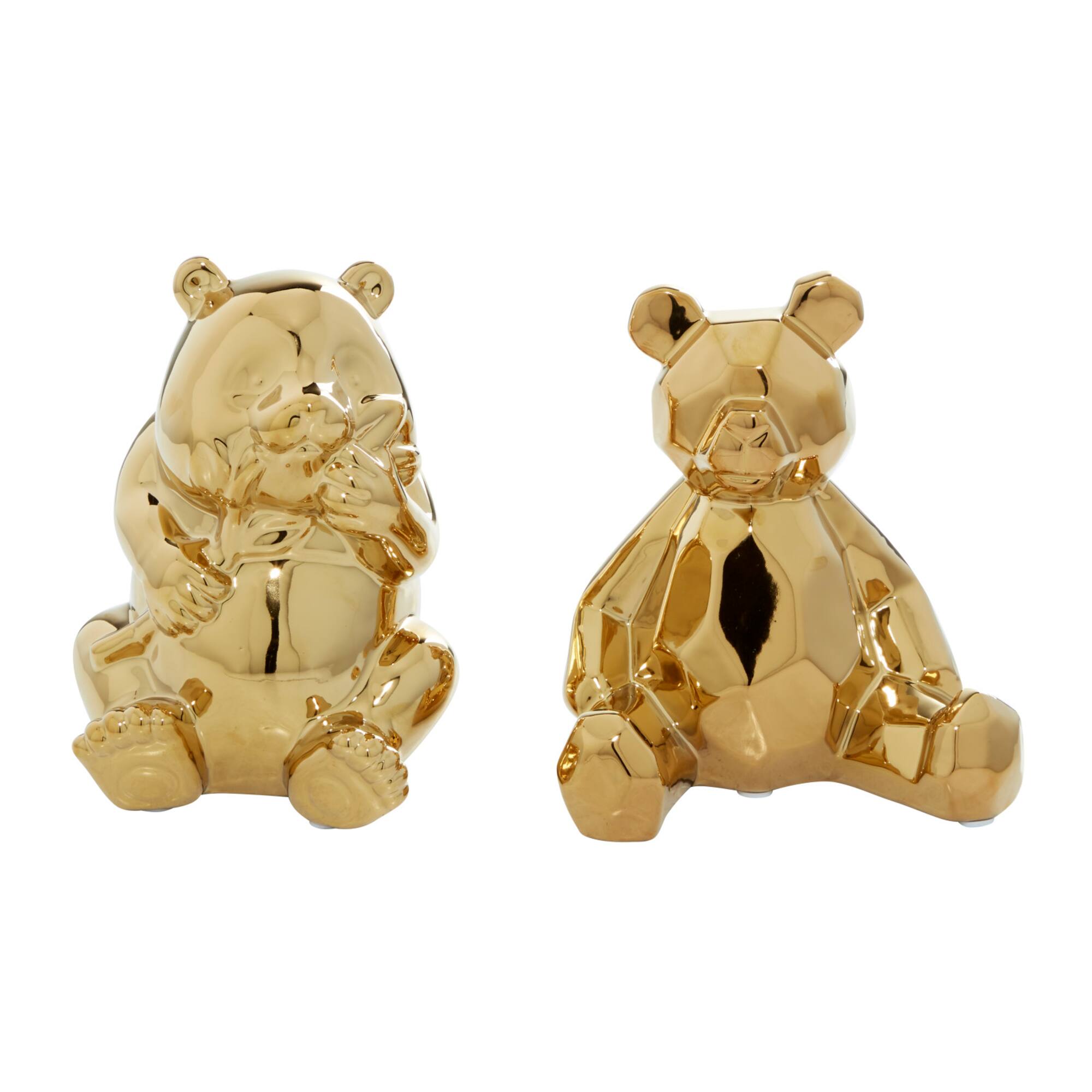 Gold Porcelain Glam Sculpture, set of 2, 7", 8"
